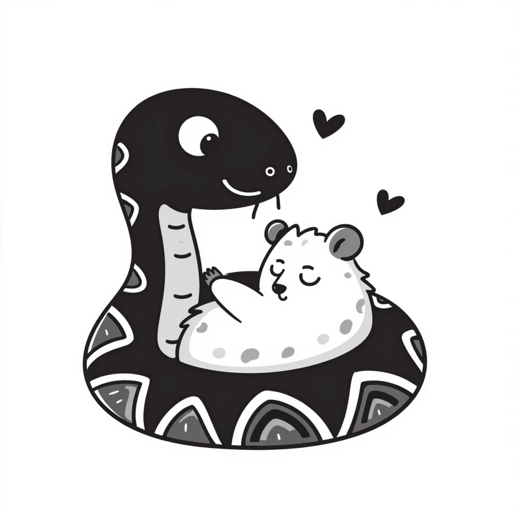snake hugging a hamster emoji