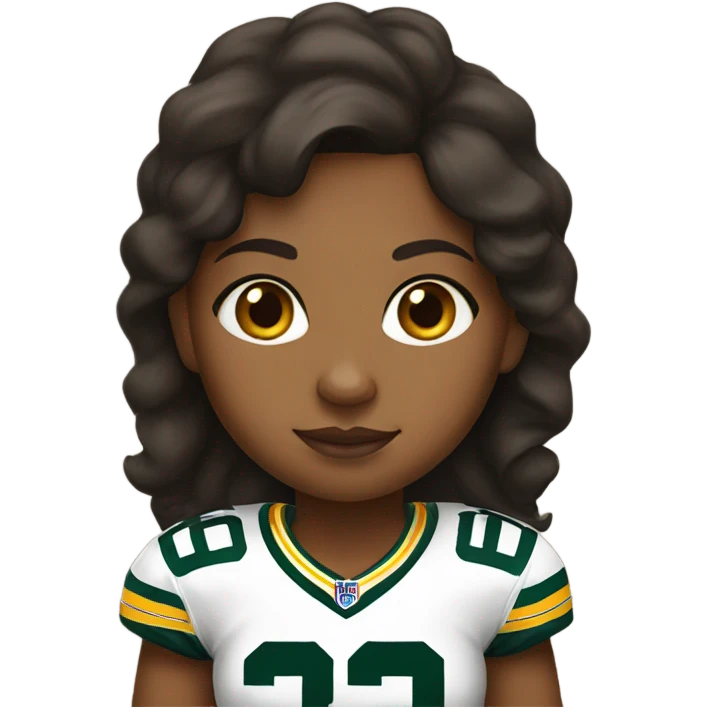 Brown girl with packers jersey on emoji