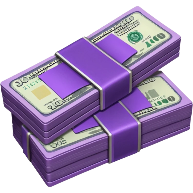 billetes en 3d morado oscuro en png emoji