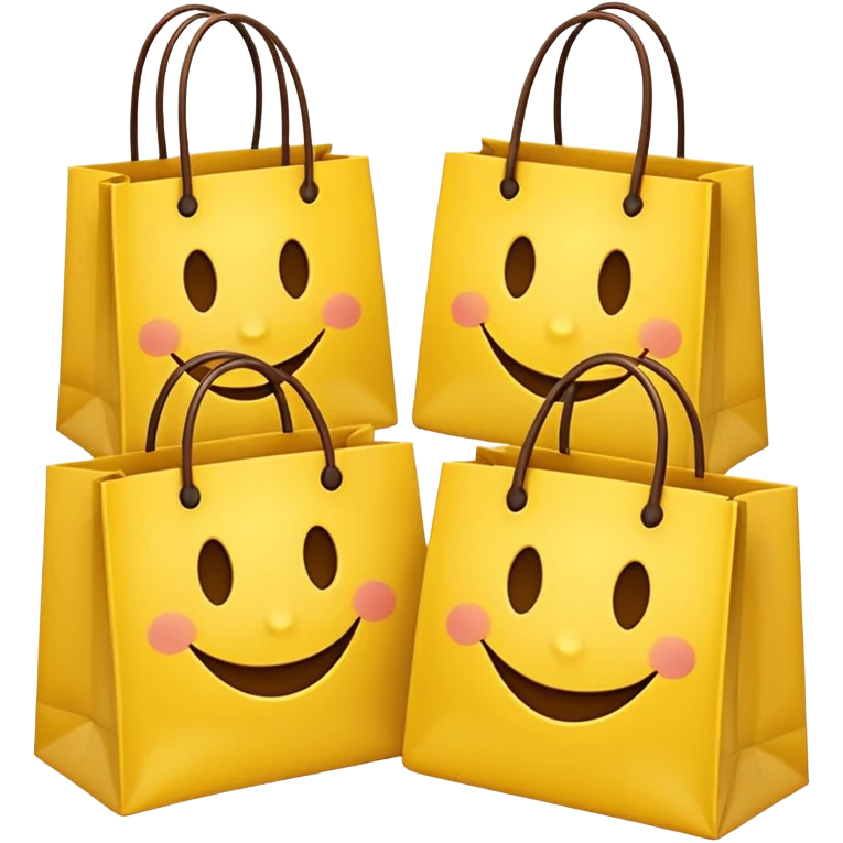 HAPPY SMILEY FACE EMOJI WITH SHOPPING BAGS IN EACH HAND emoji