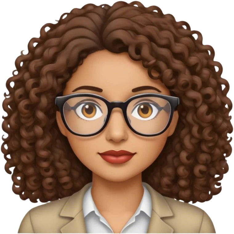 Hispanic women with brown curly hair and glasses emoji