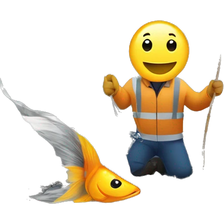  Catching fish from a pothole on the roadside  emoji