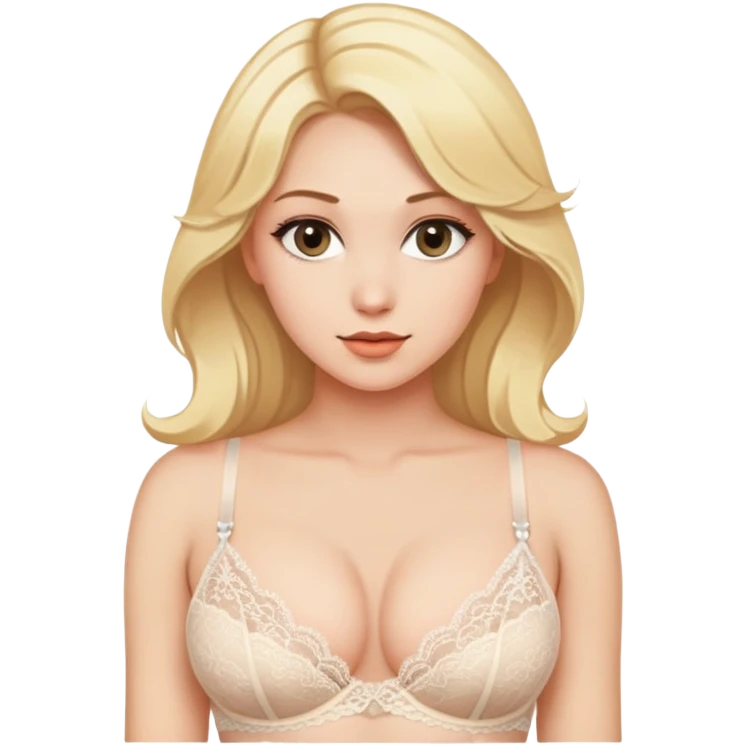 Блондинка женщина с 4 размером груди в кружевном белье emoji
