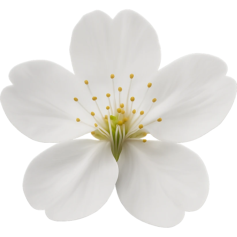 show  one white cherry blossom, remove background emoji