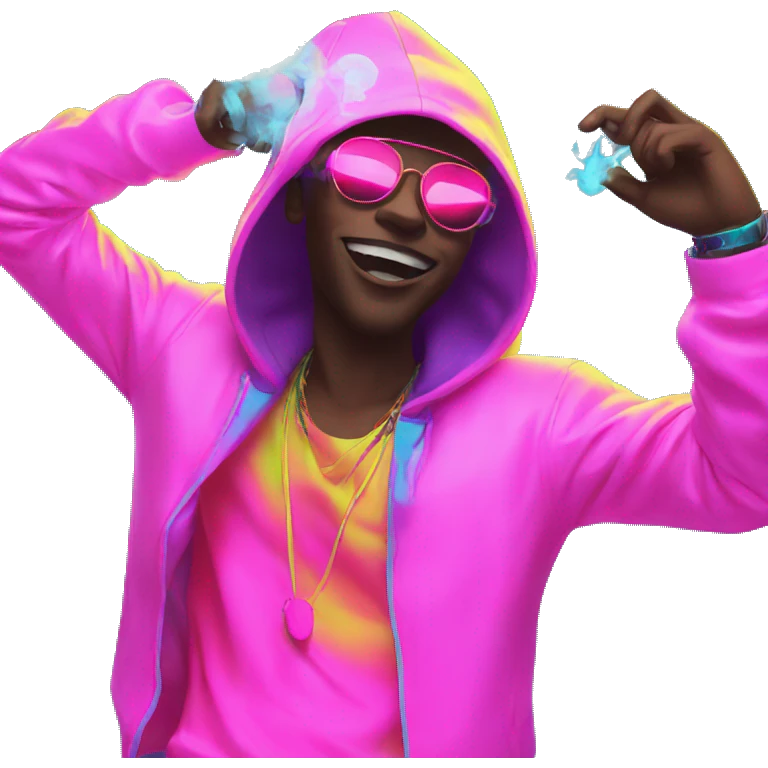 Rave party dancing neon smoking emoji