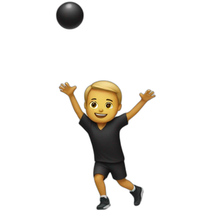 person throwing small ball wearing black emoji