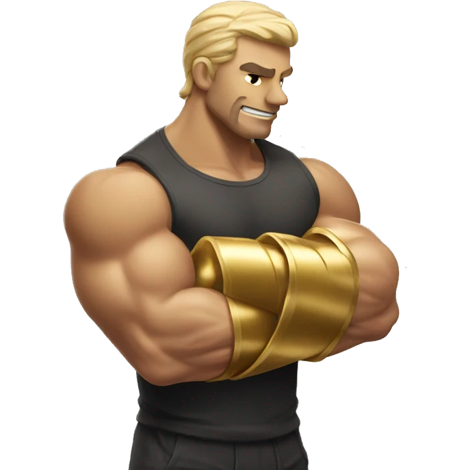 biceps styled as gold triden emoji