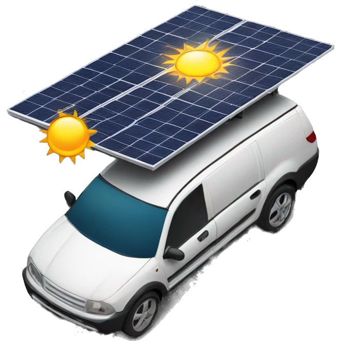 solar panel on top of a car with some sun emoji