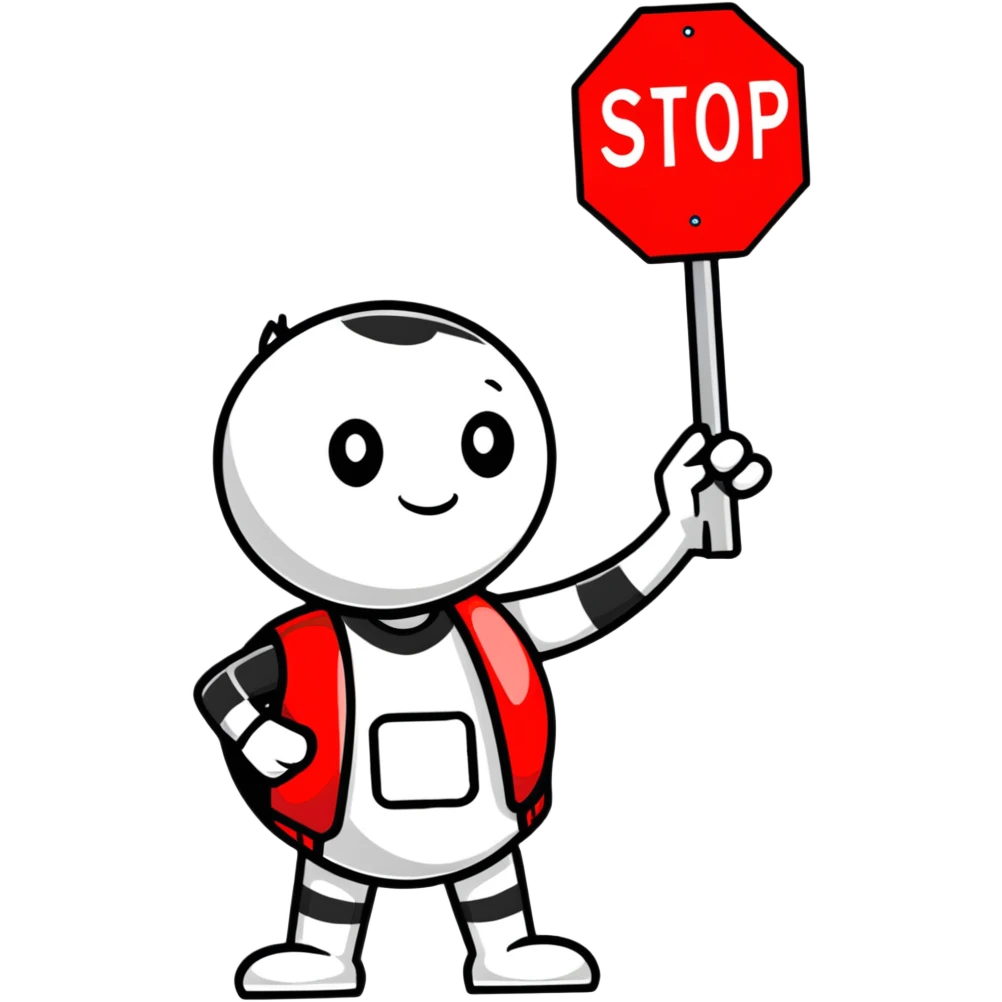 cartoon character holding stop sign emoji