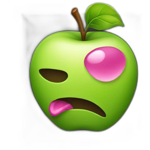 Green-apple-with-the-pink-work-looking-out emoji