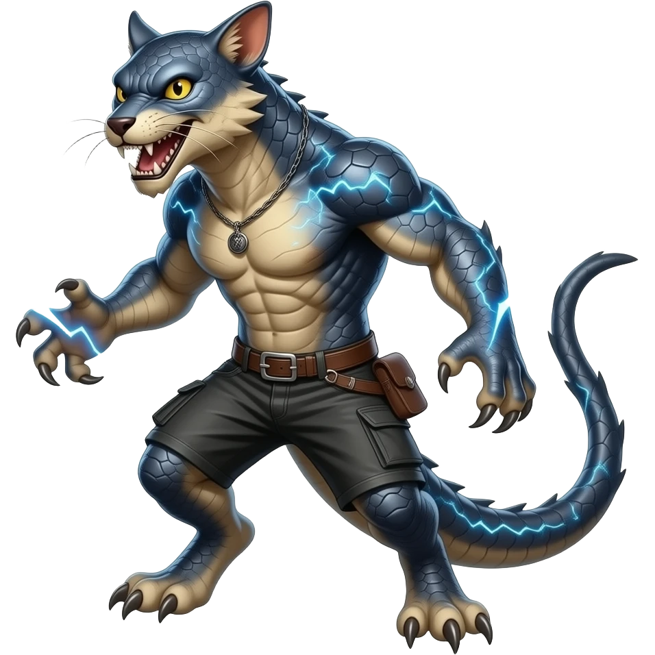 Feral 4-legged Scaly Striking Slaying Badass Evil Handsome Lightning-patterned Zig- emoji