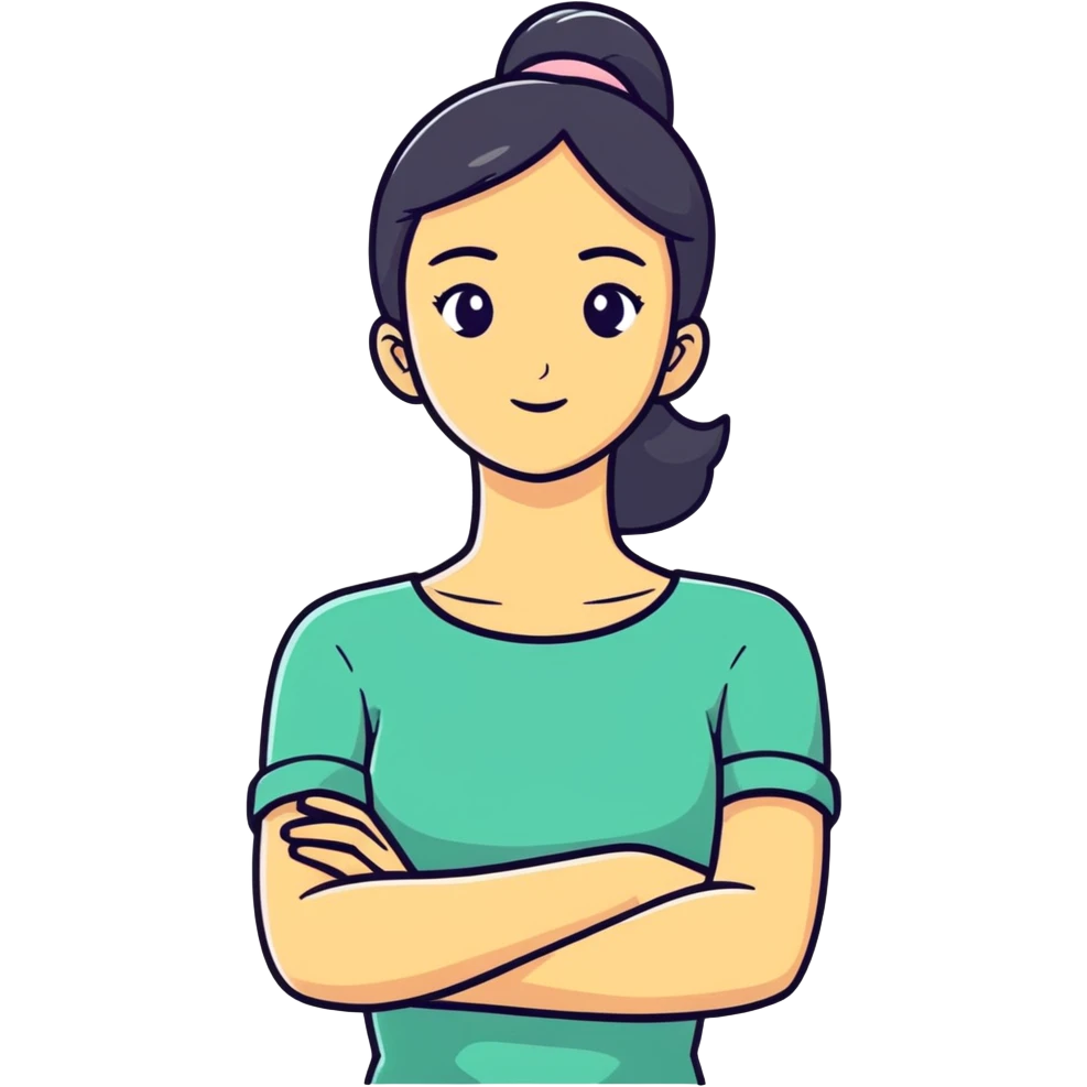 Girl angry with arms crossed around neck emoji