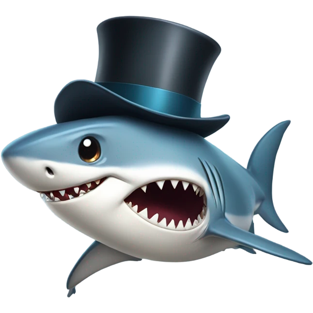 Shark with a top h emoji