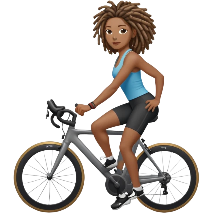 black woman with locs riding a peloton emoji