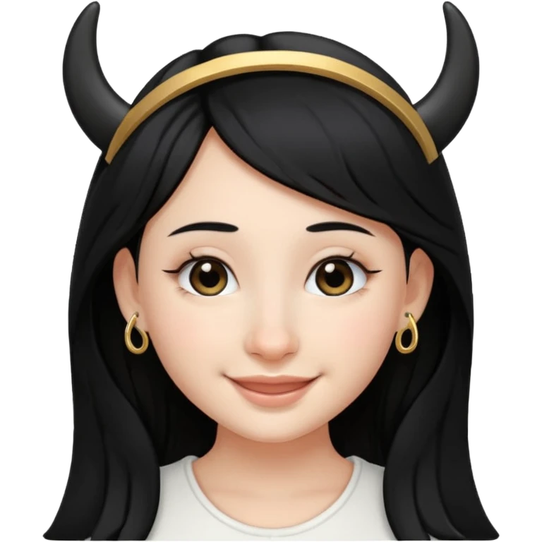stworz emotke jak z iphone dziewczyna aniol jasna cera i czarne włosy i kolczyk w nosie ten krowi tylko że podkowa czarna  emoji