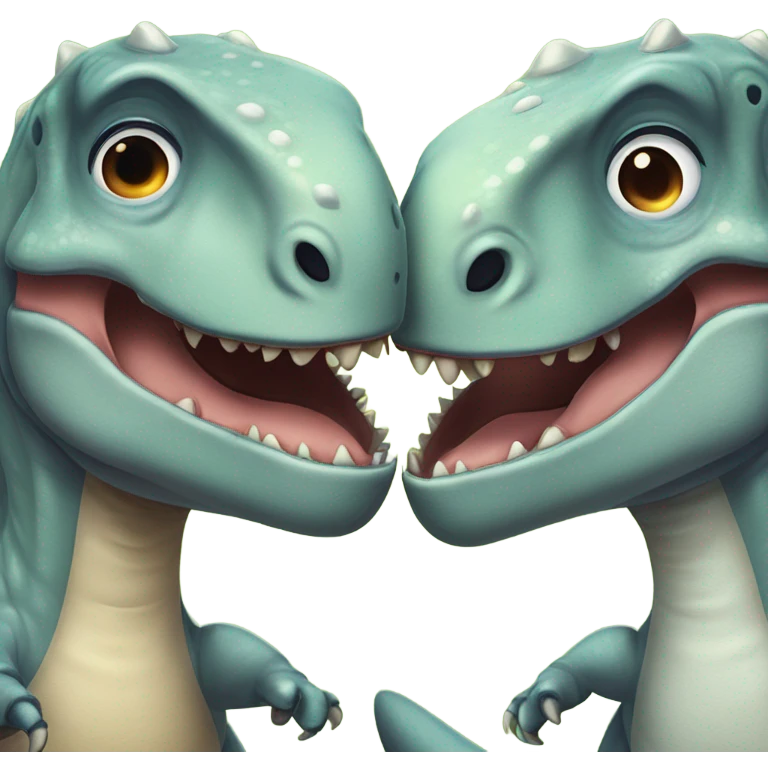 Dinosaurs kissing emoji