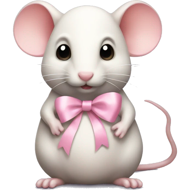 full body fat rat with light pink ribbon bow emoji