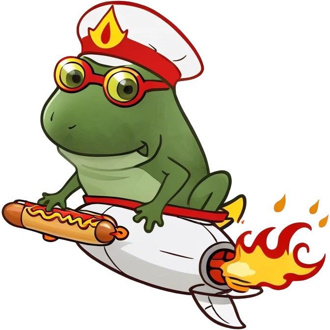 riding a hotdog rocketship, full body, flames coming out the back emoji