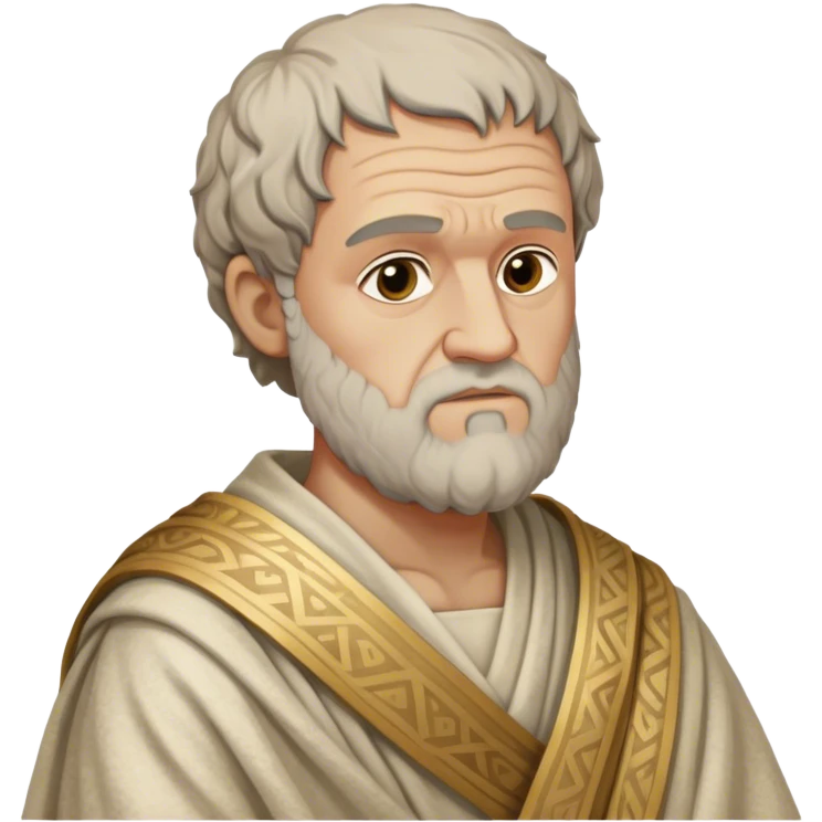 Cinematic Realistic portrait of Aristotle the philosopher, depicted as a wise, contemplative figure in detailed ancient Greek attire, with a textured draped robe and thoughtful expression, bathed in soft classical lighting that highlights his timeless intellect. emoji