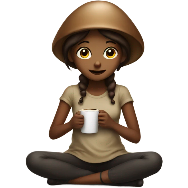 Coffee mushroom girl emoji