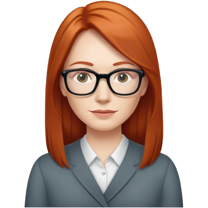 middle age Red head long straight hair pale skin wearing glasses emoji