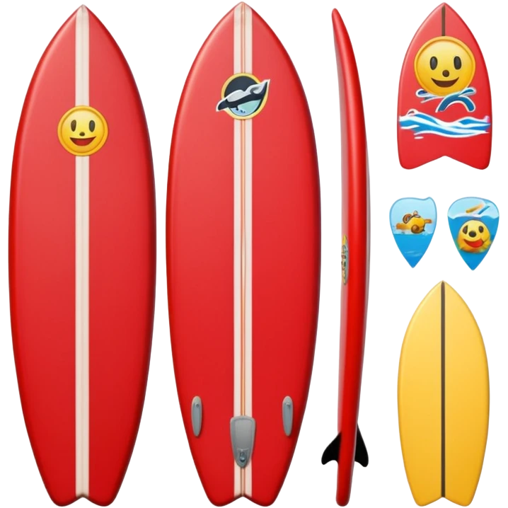 1 Red Surfboard with Stickers emoji