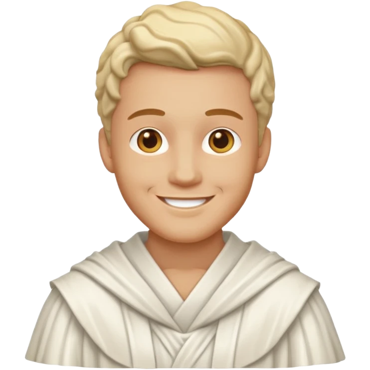 Marble style statue of man head happy full white emoji
