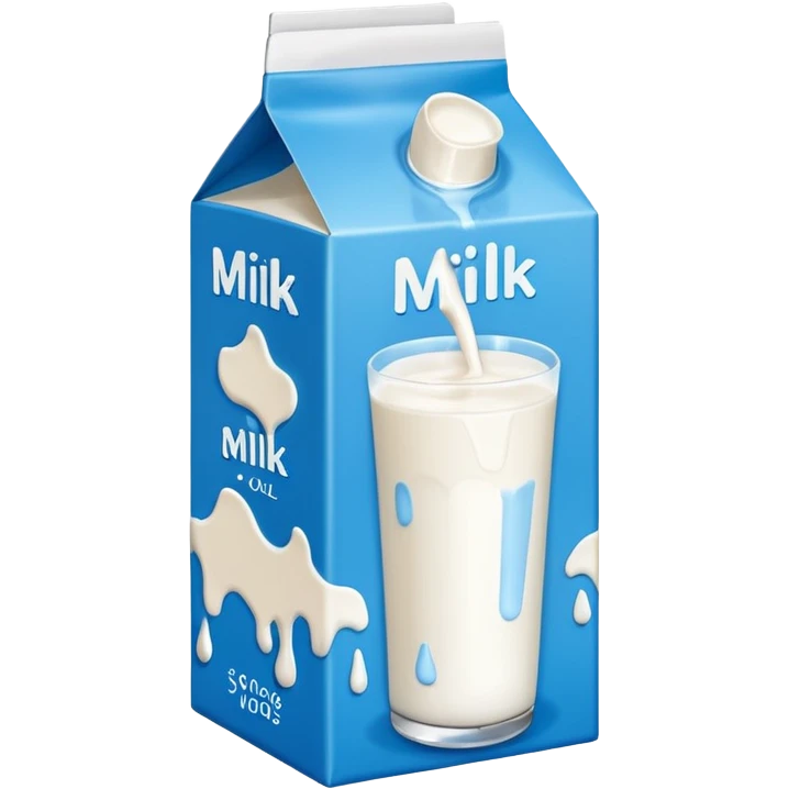 blue and white milk carton with milk label emoji