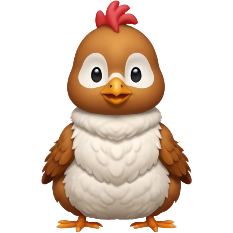 cute seated chicken with a white pile vest emoji