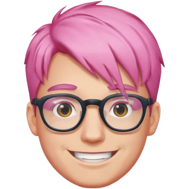 pink haired guy with glasssess emoji