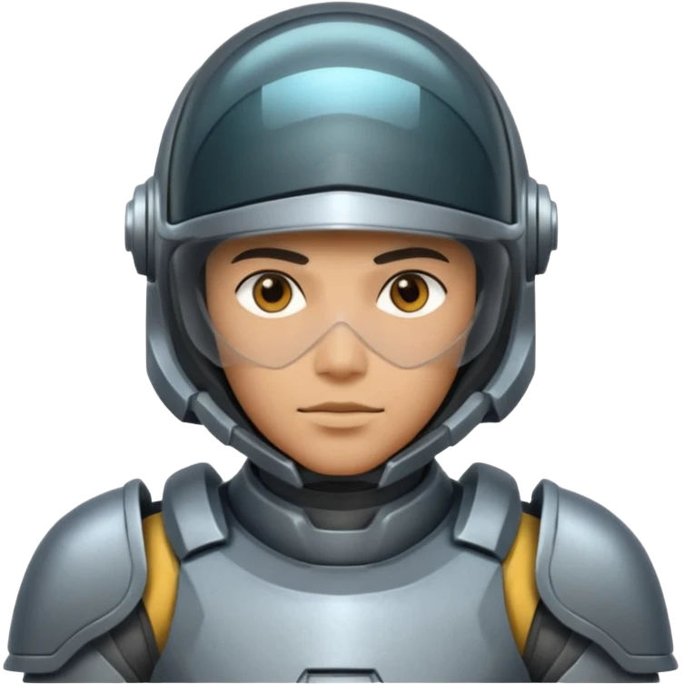 futuristic armored soldier human portrait, head and shoulders only, South Asian facial features, helmet visor, sci-fi armor details, 3D cartoon, mobile game icon style, clean background, no text, no watermark
 emoji