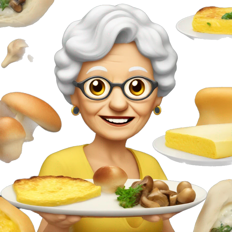 Grandmother European with omelet with mushrooms  emoji