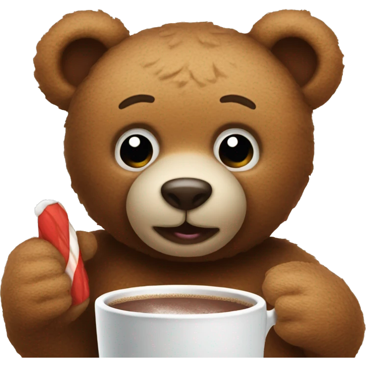 Teddy bear with hot cocoa emoji