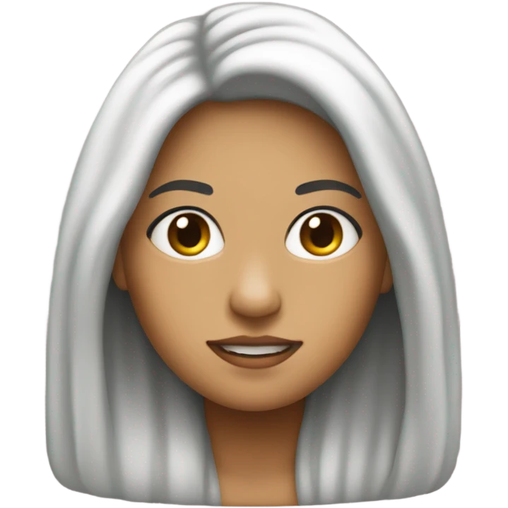 mulher cabelos escuros com franja no macbook emoji