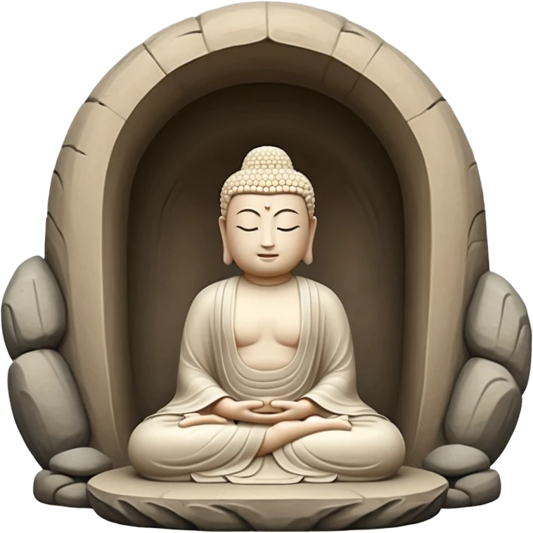 symbolic emoji of Seokguram, round stone cave interior with seated Buddha statue, serene and sacred atmosphere, traditional Korean temple feel, concise and iconic design emoji