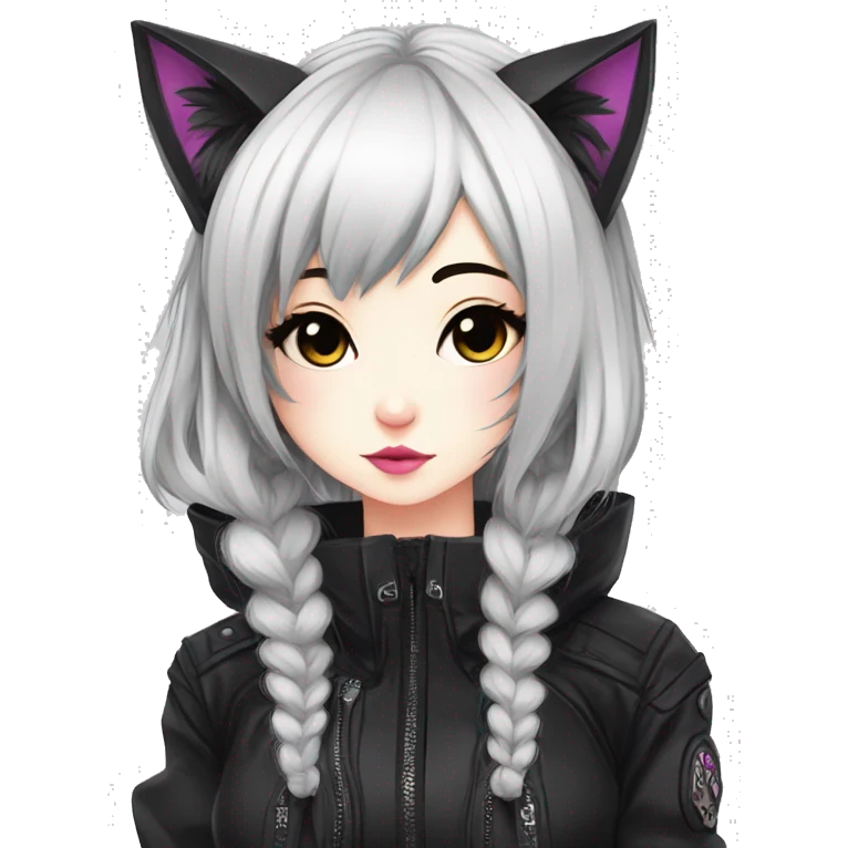 Edgy Kawaii Cute Cool Cartoon Beautiful Elegant Pretty Anime Punk Techwear Gothic Catgirl emoji