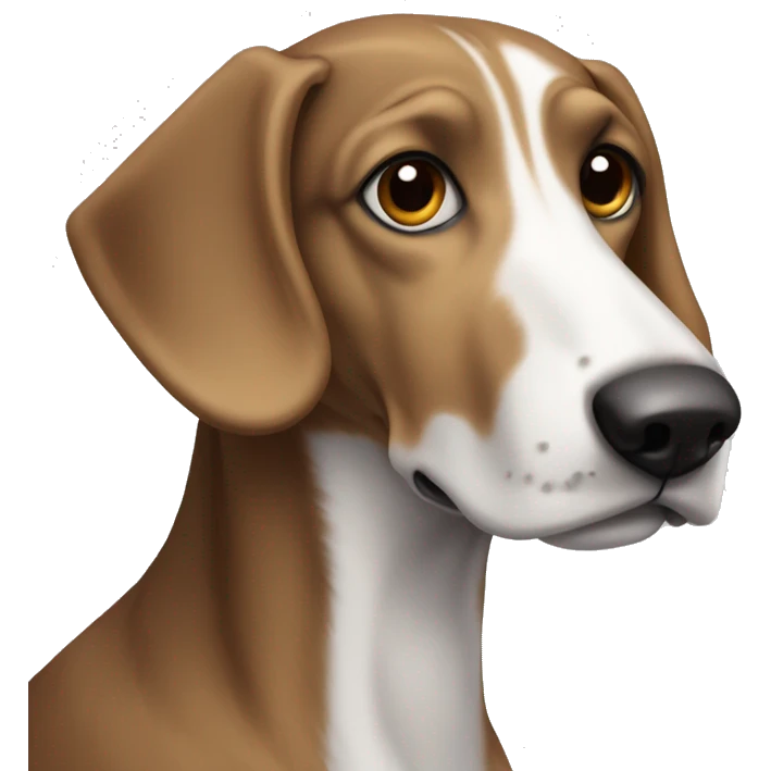 Brown and white grey hound with small ears emoji