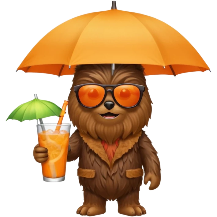a wookiee wearing sunglasses drinking a tropical drink emoji