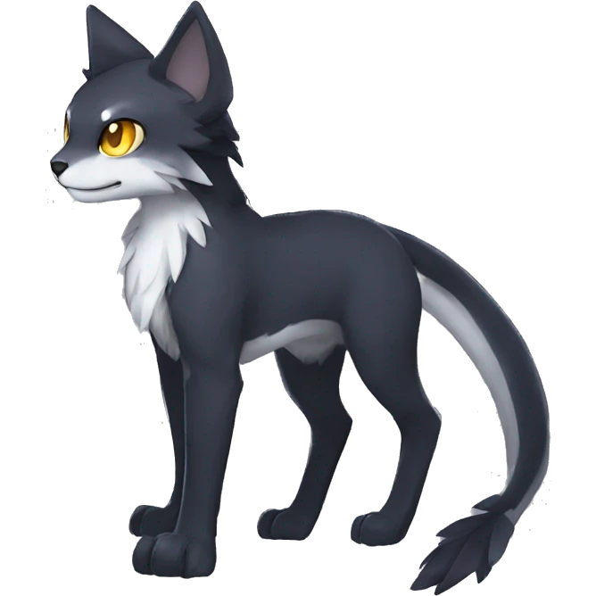 Cute cool shiny fantasy dark-shadow-themed animal hybrid Fakemon full body emoji