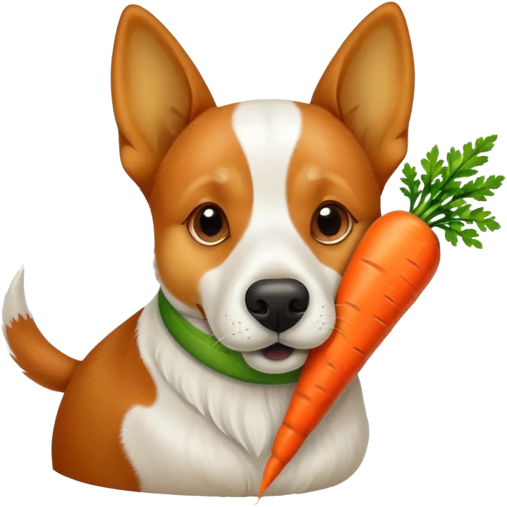 Dog sniffing carrot emoji