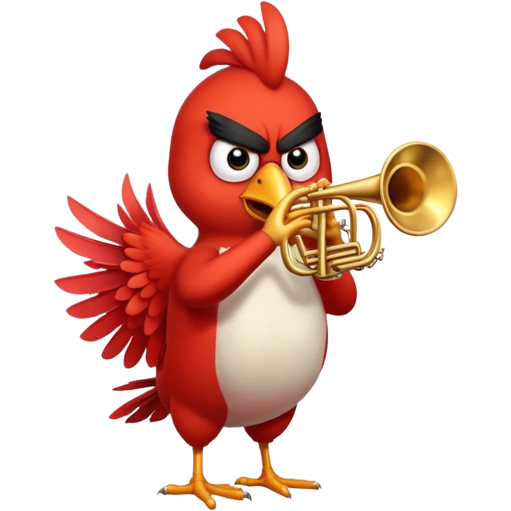 angry red bird playing trumpet emoji