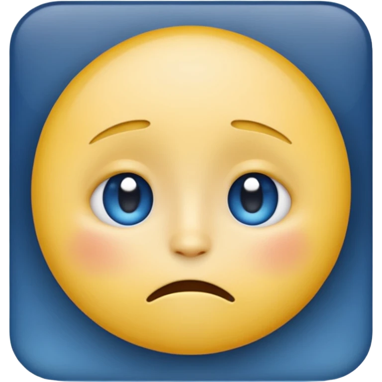 classic round yellow emoji face, iOS/Apple-style, emotional despair, upper half shaded with dark blue gradient, large round eyes, straight mouth, cute and emoji-like emoji