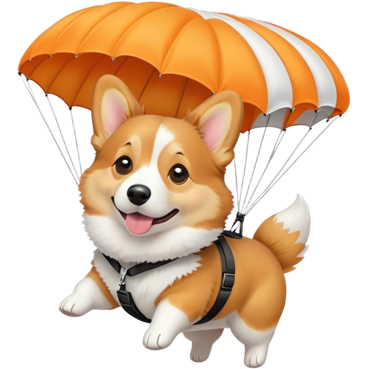 corgi with parachute emoji