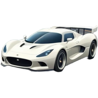 An icon showing a sleek car speeding down a winding road, inspired by Need for Speed. The design features dynamic motion lines, with a stunning, scenic background of mountains and forests. The car races past, creating a sense of thrill and speed. Transparent background. emoji