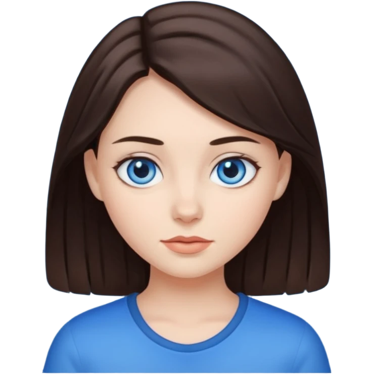 Chica pelo castaño oscuro y ojos azules emoji