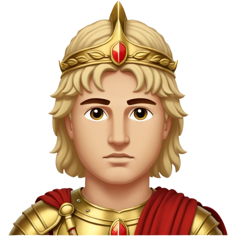 Cinematic Realistic portrait of Alexander the Great, depicted with photorealistic detail as a commanding historical conqueror, featuring sharp, lifelike facial features, meticulously rendered ancient Macedonian armor, and a laurel wreath, illuminated by natural, dramatic lighting that highlights his youthful determination and legendary presence. emoji
