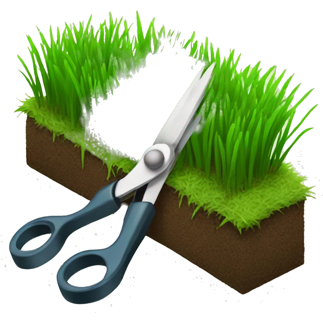 scissors cutting a grass patch emoji