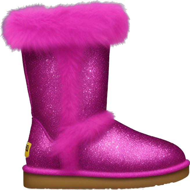 Realistic magenta glitter and fur Ugg boots. emoji