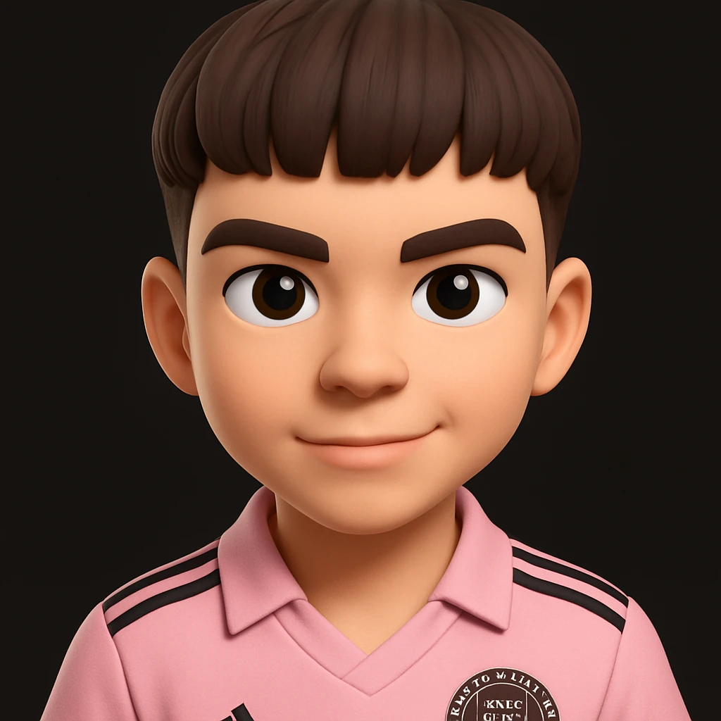 this image in 3d-emoji style with a confident expression and a slimmer face emoji