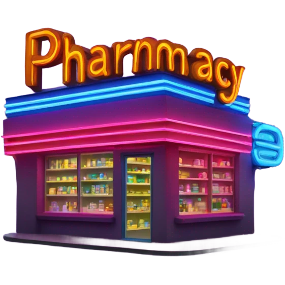 Neon pharmacy shop sign emoji